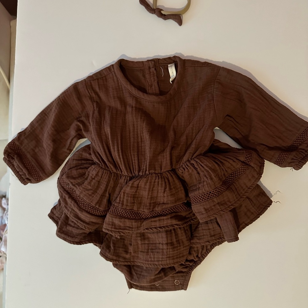 3-6 month dress Quincy Mae with matching bow